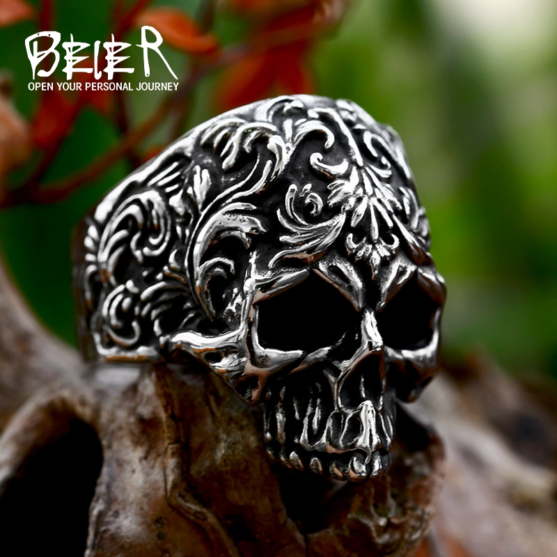 Gothic Skull Ring - BEIER paslanmaz çelik adamın Punk tarzı