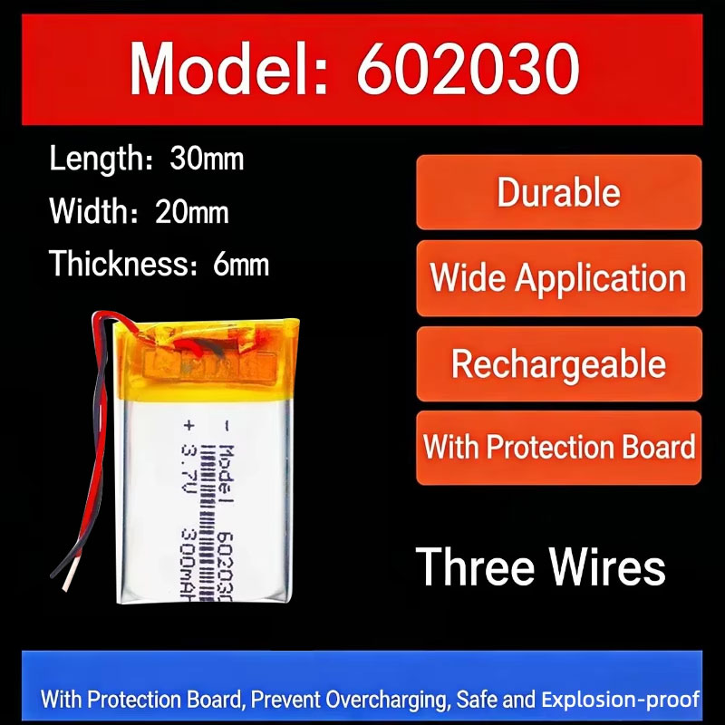 Smartwatch - 3.7V 300mAh 602030 Lityum Pil Kablosuz