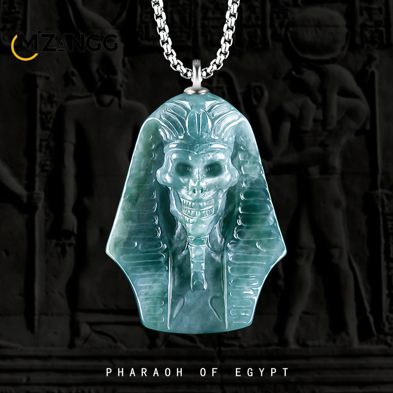 Hip Hop Chain Necklace - Doğal Bir Mal Mavi Su Jadeit