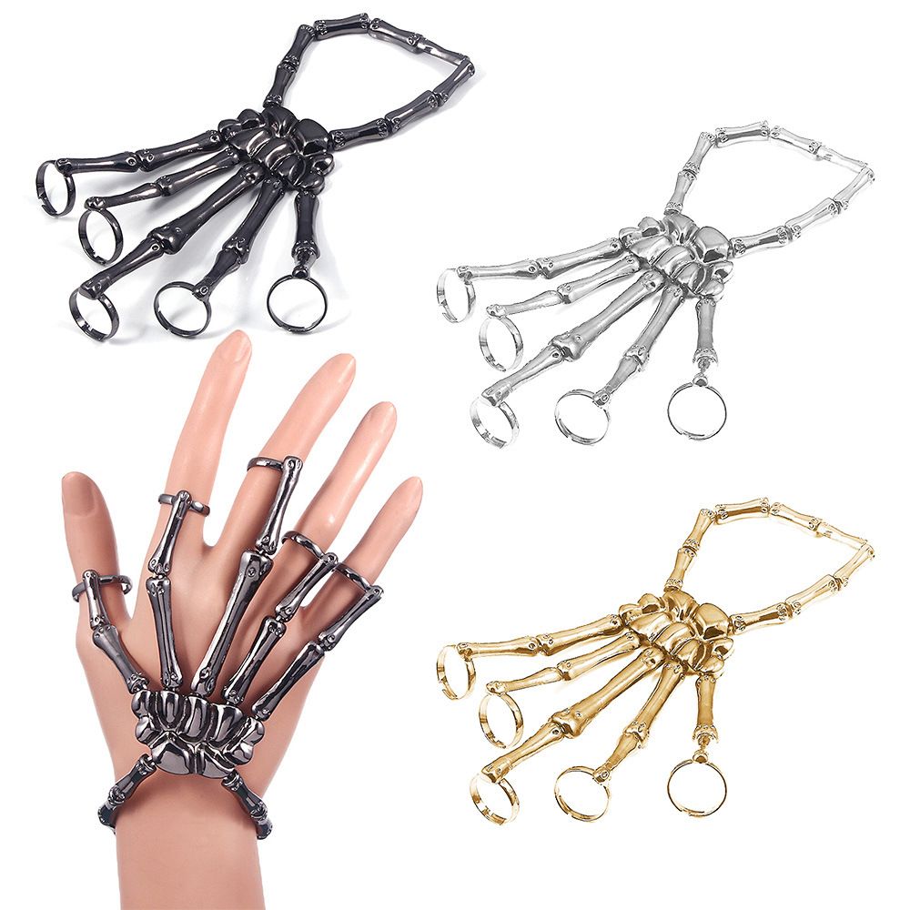 Gothic Skull Ring - Metal Bileklik Parti Punk Gotik Ayarlanabilir