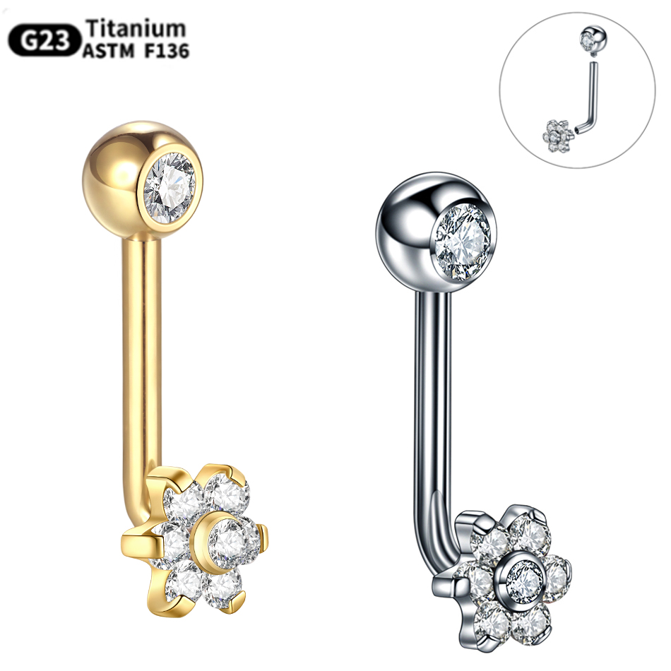 Christina Jewelry & Watches Marguerite Ørestik Forgyldt Sølv - 1 adet titanyum Christina piercing çiçek