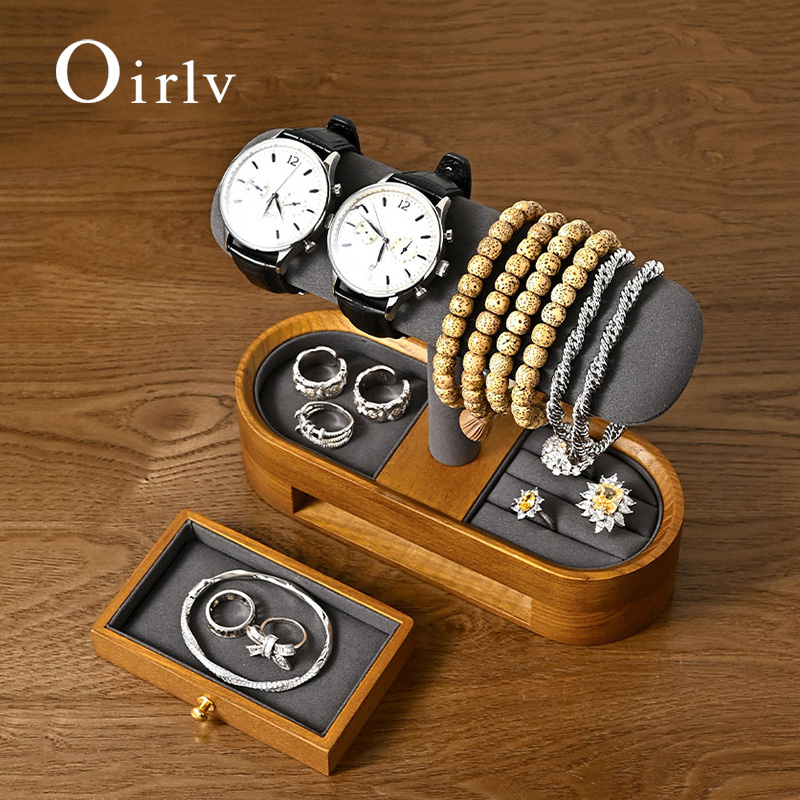 Jewelry Watches Box - Oirlv katı ahşap saat organizatör raf