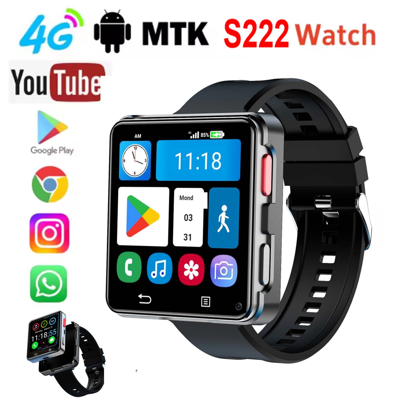 Smartwatch - S222 Akıllı Saat 4G SIM Kart