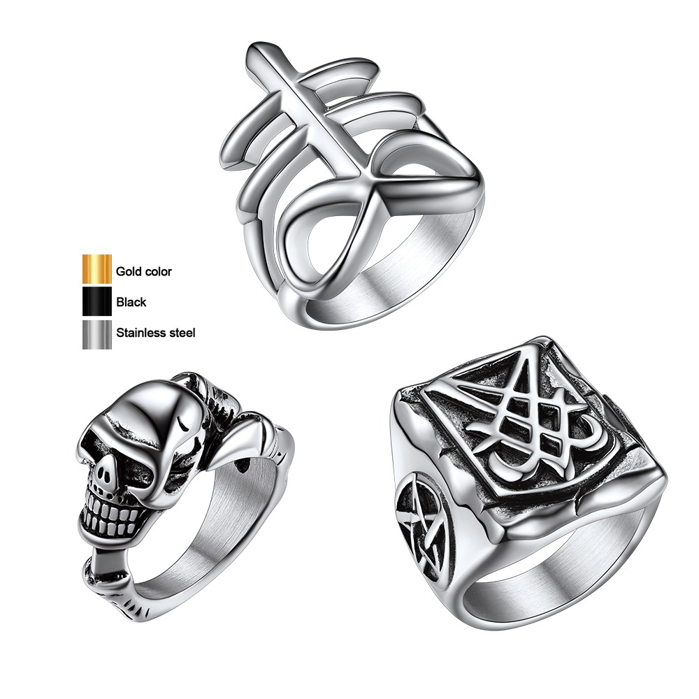 Gothic Skull Ring - U7 Paslanmaz Çelik Şeytan Yüzükler Şeytani