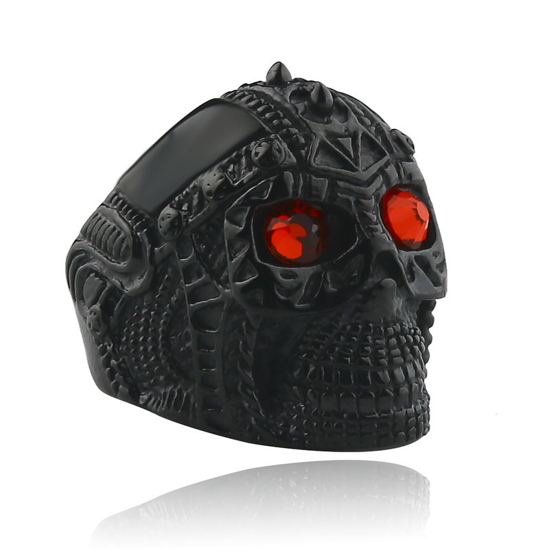 Gothic Skull Ring - Erkek Yeni Punk 316L Paslanmaz Çelik