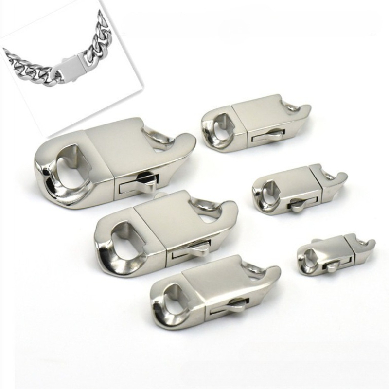 Hip Hop Chain Necklace - Paslanmaz Çelik Yaylı Klipsli Istakoz Klipsli