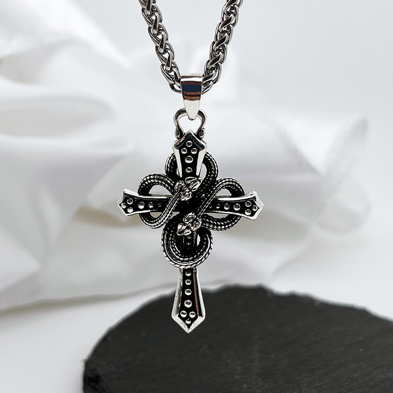 Hip Hop Chain Necklace - Vintage İki Tonlu Yılan Sarılmış Dikenli