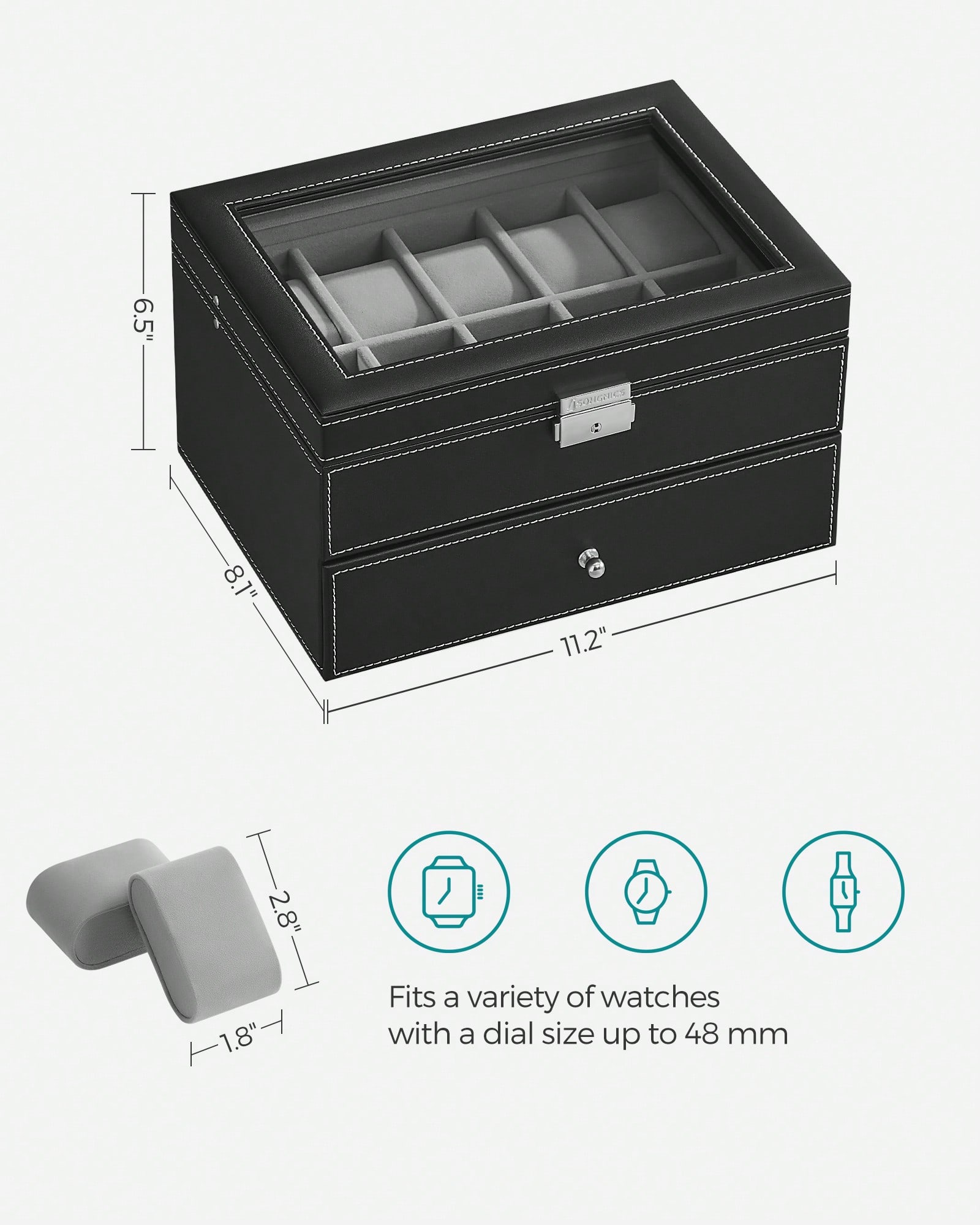 20 Bölmeli Cam Kapaklı ve Kili - Jewelry Watches Box incelemesi ve fiyatı