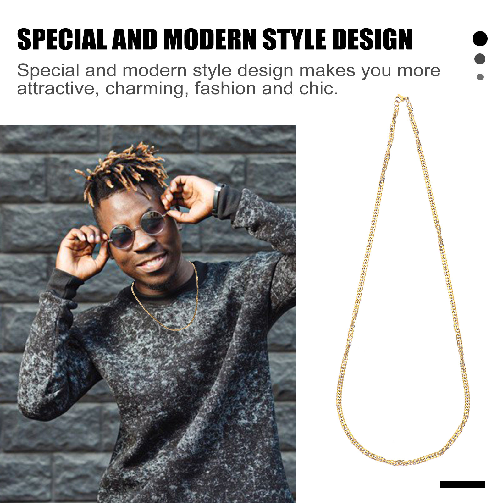 1 adet Altın Titanyum Çelik Çi - Hip Hop Chain Necklace incelemesi ve fiyatı
